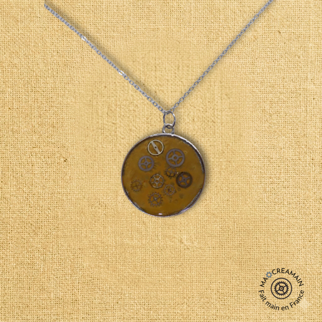 Pendentif " Mécanique Irisée"